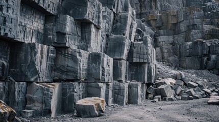 Fototapeta premium Stones stacked in quarry as backdrop