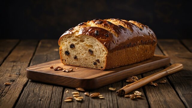 realistic photography of barmbrack bread on a clean wo background