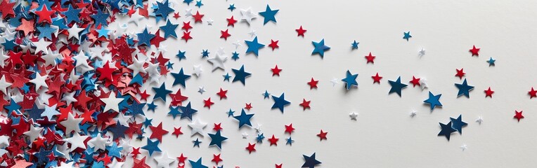 Festive Flowing American Flags with Stars Background