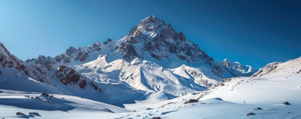 Mountain peak with a clear blue sky