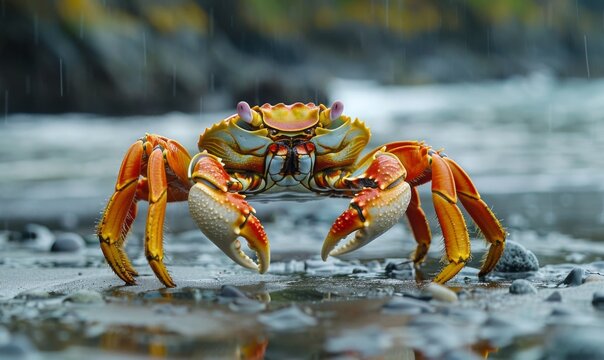 Freshly caught crab on the beach