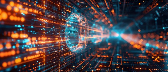 Obraz premium Digital marketing analytics with real-time data insights, showcasing technology advancements in advertising, high-quality image