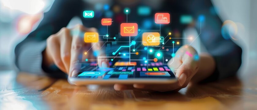 Digital marketing strategies with data-driven insights, emphasizing technology solutions in advertising, crisp and clear for marketing use