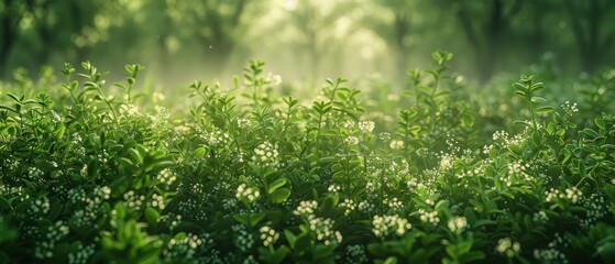 Fototapeta premium Digital meadow with diverse green plant life