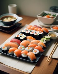 Sushi in a Restaurant or House Kitchen