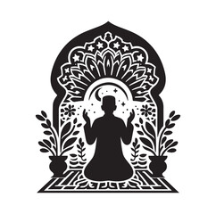 Muslim Praying silhouette. praying symbol  illustration
