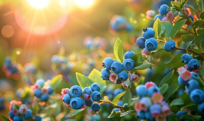 Blueberry bushes in a garden