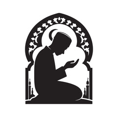 Muslim Praying silhouette. praying symbol  illustration
