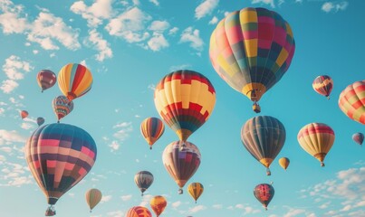 Colorful hot air balloons soaring in the sky