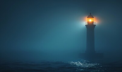 Fototapeta premium Lighthouse guiding ships at night