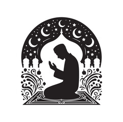 Muslim Praying silhouette. praying symbol  illustration
