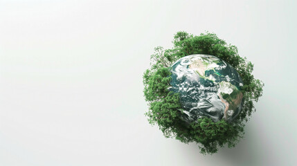 Earth Day concept on a white background, emphasizing World Environment Day. Generative AI enhancing eco-friendly visuals
