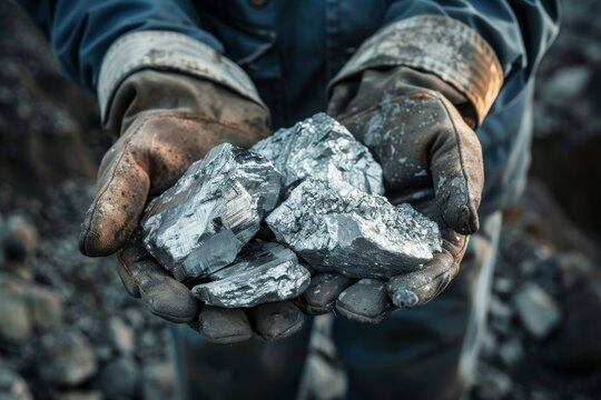 Explorers holding precious metals for examination: emphasizing discovery and assessment in mining operations