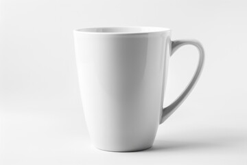Obraz premium Close-up of a white coffee cup on a white background representing purity and minimalism