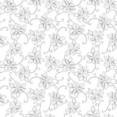 Seamless Monochrome Pattern With Drawn Leaves