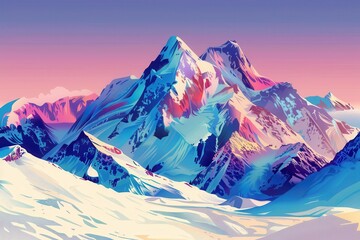 Icebergs watercolor mountains colorful landscape vector