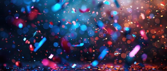 Election night victory speech with confetti falling