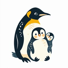 Penguin. Flat vector illustration of cute animal. Baby nursery art.