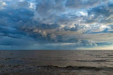 Summer sunset on Lake Peipus. Pskov region