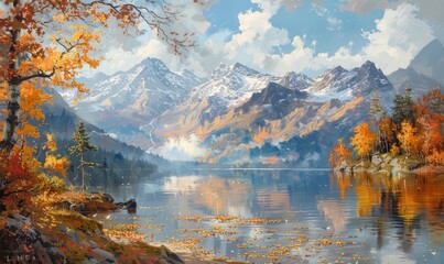 Mountain lake in autumn
