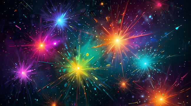 vibrant abstract light background with scattered, glowing particles in a cosmic theme