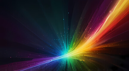 Abstract light background with a spectrum of colors radiating from a central burst