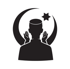 Muslim praying silhouette vector illustration 