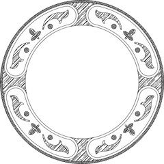 Sketch illustration silhouette vector drawing detail design ornate rosette ornament vintage ethnic classic 