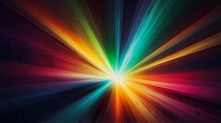 Abstract light background with a spectrum of colors radiating from a central burst