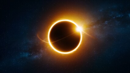 A solar eclipse is depicted in the image. A solar eclipse happens when the moon passes between the sun and the earth, blocking the sun's light from reaching the earth.

