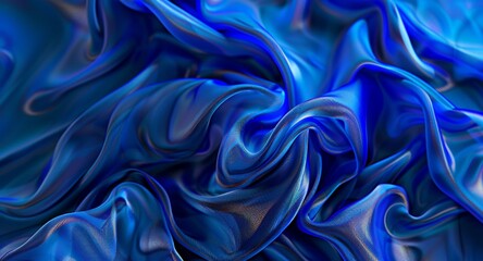Obraz premium An abstract image of vibrant blue wavy silk-like textures