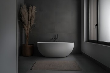Fototapeta premium Elevate your design portfolio with studio isolate shots showcasing the allure of minimalist bathroom aesthetics.