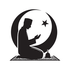 Muslim praying silhouette vector illustration 