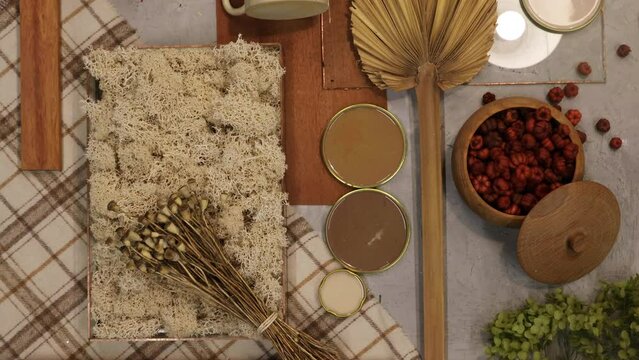 autumn color palette mood board for interior design and decoration