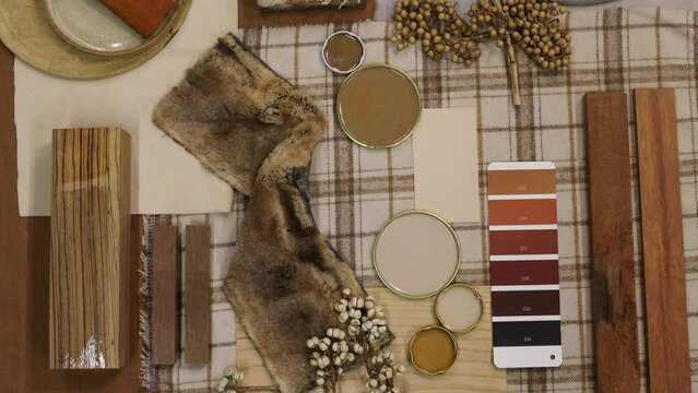 autumn color palette mood board for interior design and decoration