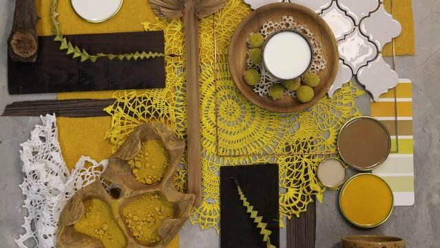 autumn color palette mood board for interior design and decoration