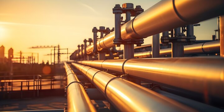 Refining process in oil and gas pipeline for fuel transportation industry. Concept Oil Refining, Gas Pipeline, Fuel Transportation, Industry Processes