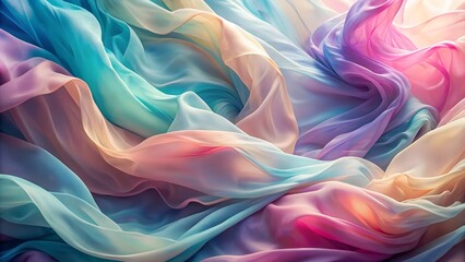 Obraz premium Abstract light background of floating fabric, pleats, mottled iridescent colours