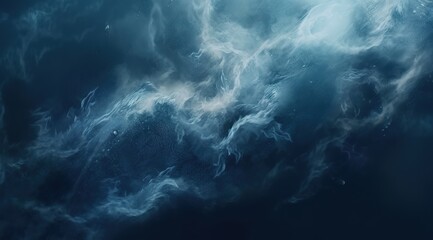 Abstract blue watercolor background with dark clouds. 
