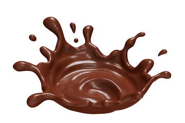 Chocolate milk crown splashes wave isolated. 3D render illustration