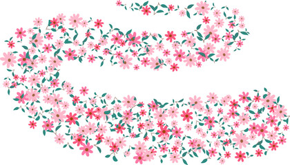 Pink daisy flying in the wind element on transparent background vector refreshing season
