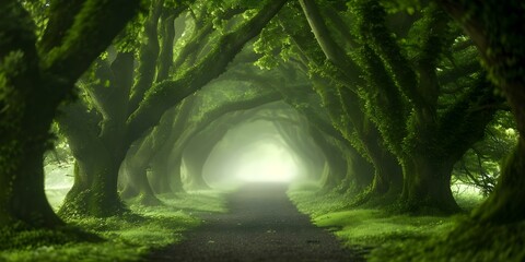 Enchanted forest in Eden Park with whispering trees and mystical creatures. Concept Enchanted Forest, Eden Park, Whispering Trees, Mystical Creatures