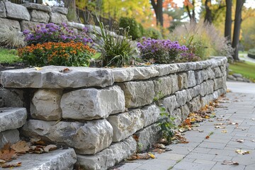 Elegantly designed stone walls enhancing architectural beauty with timeless appeal, intricate details, and lasting materials.