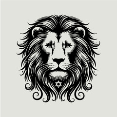 Obraz premium Silhouette of a lion with a majestic and serious expression.