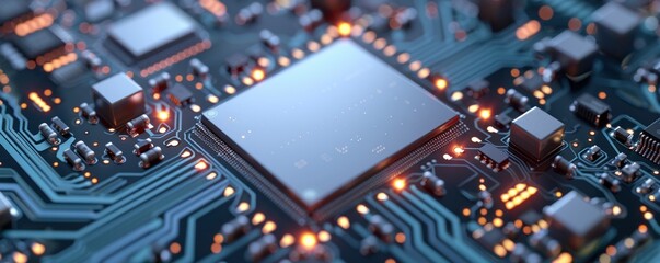 Obraz premium Close-up of a computer chip on a circuit board.