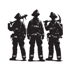 Firefighters pose vector  silhouette  illustration 