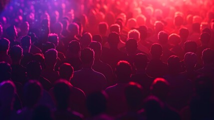 Obraz premium Crowd Gathered for Outdoor Concert on Independence Day with Minimalist Art