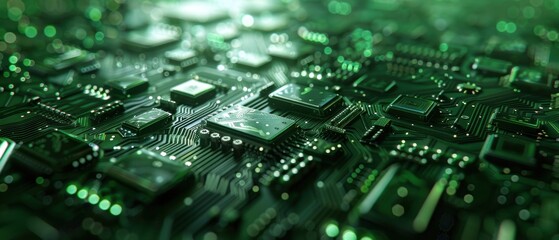 Green circuit design forming an intricate pattern