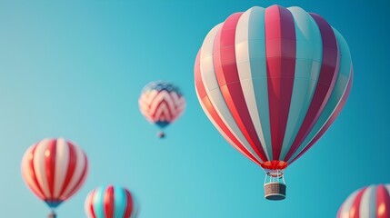 Obraz premium Patriotic Themed Air Balloon Festival in Minimalist 3D Render