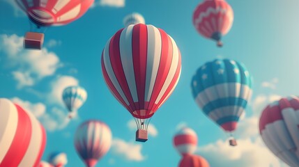 Obraz premium Patriotic Themed Air Balloon Festival in Minimalist 3D Render